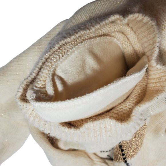 NWT VTG Talbots Argyle Knit Sweater Mock Neck Turtleneck Angora Rabbit Metallic - Picture 5 of 7